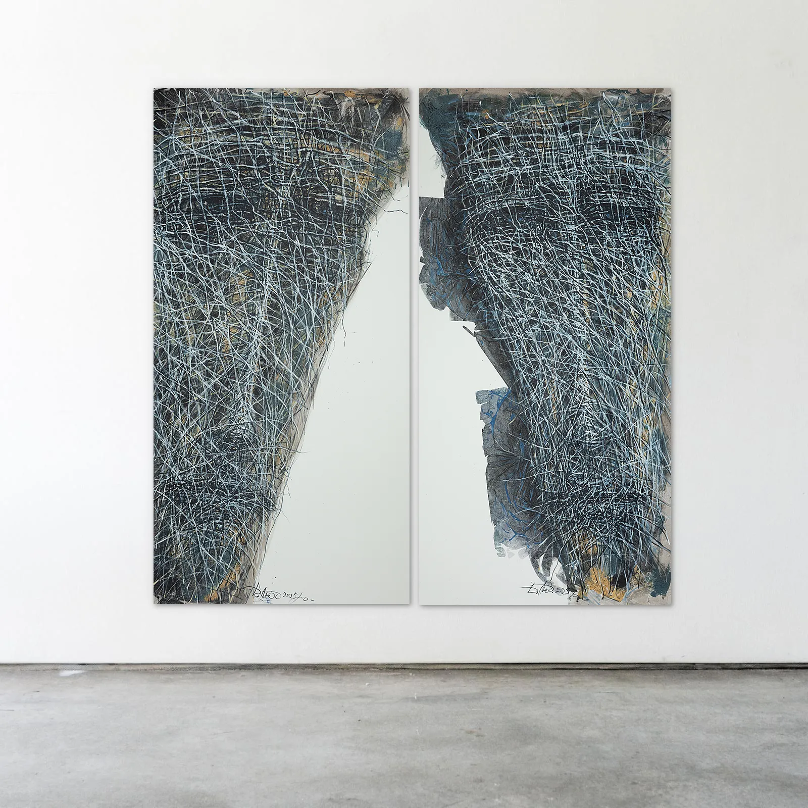 Image of Beside 2 by Liudmyla Davydenko, size: 100x200, made of oil/canvas, Painting medium, from Lviv, part of the Holova/Head series, priced at €4000 Photo 3 of 3.