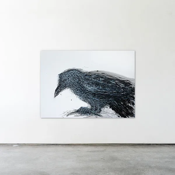 Image of Raven by Liudmyla Davydenko, size: 100х140, made of oil/canvas, Painting medium, from Lviv, part of the Rhizome series, priced at €2500 Photo 2 of 2.