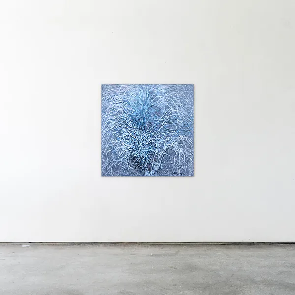 Image of Flower 2 by Liudmyla Davydenko, size: 80x80 см, made of oil/canvas, Painting medium, part of the Isolines series, priced at €1000 Photo 2 of 2.