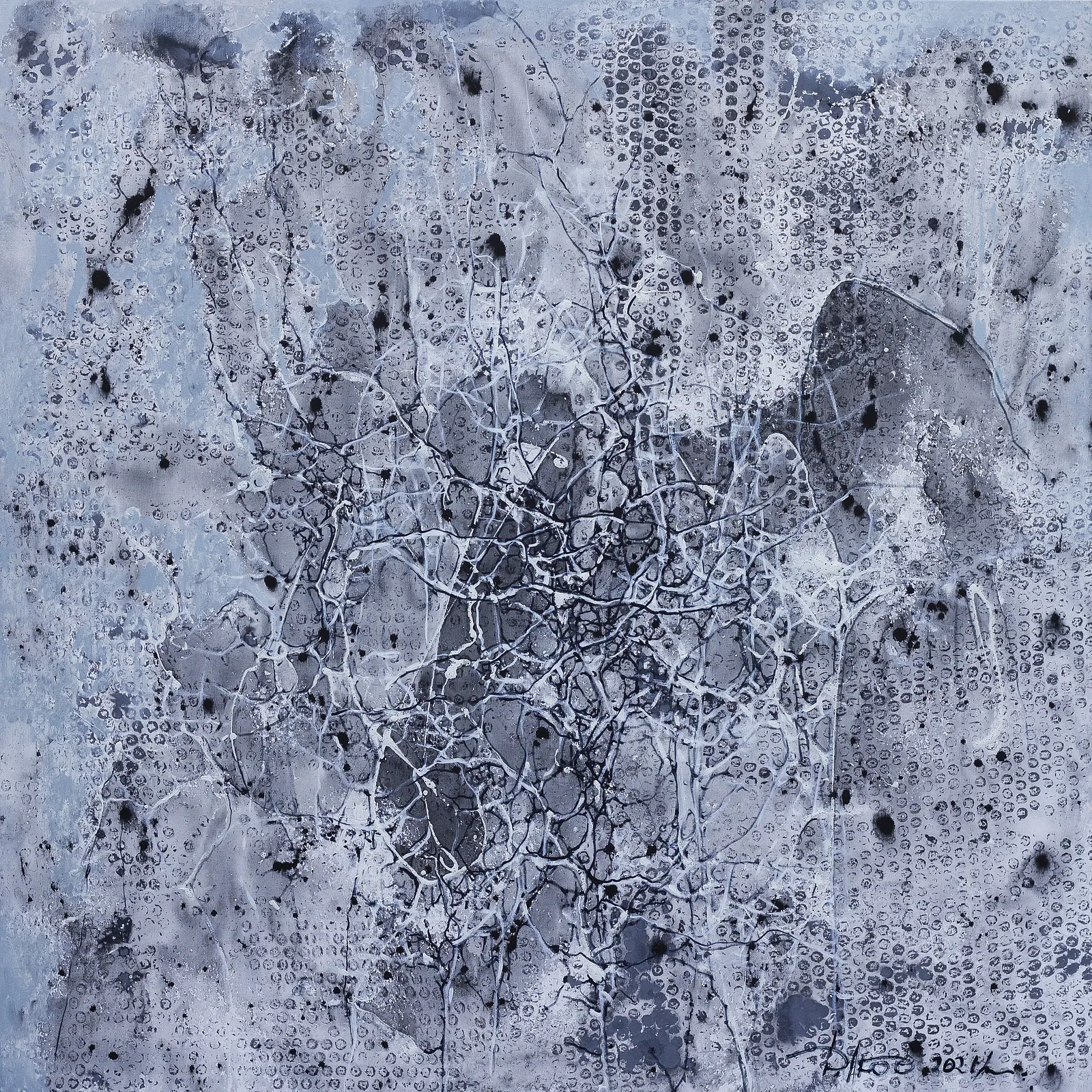 Image of Reversion 2 by Liudmyla Davydenko, size: 100х100, made of oil/canvas, Painting medium, part of the Isolines series, priced at $1500 Photo 1 of 2.