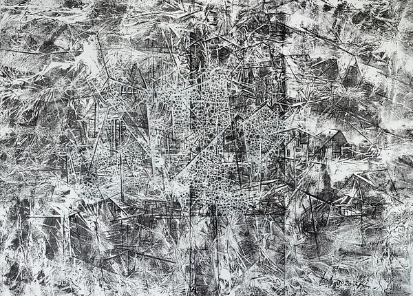 Image of Tinsel by Liudmyla Davydenko, size: 140x100, made of oil/canvas, Painting medium, part of the Isolines series, priced at €2500 Photo 1 of 2.