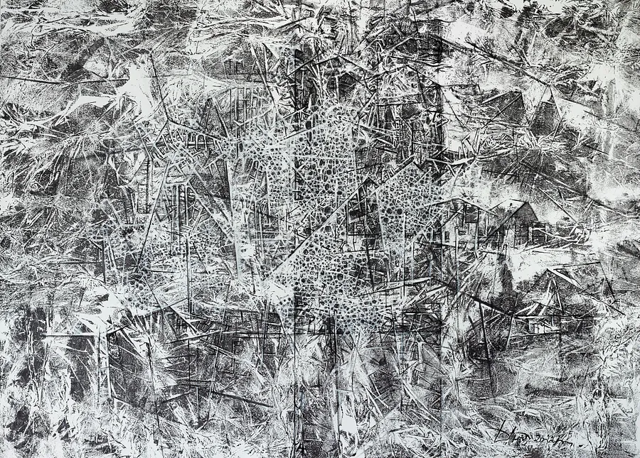 Image of Tinsel by Liudmyla Davydenko, size: 140x100 см, made of oil/canvas, Painting medium, part of the Isolines series, priced at $2500 Photo 1 of 2.