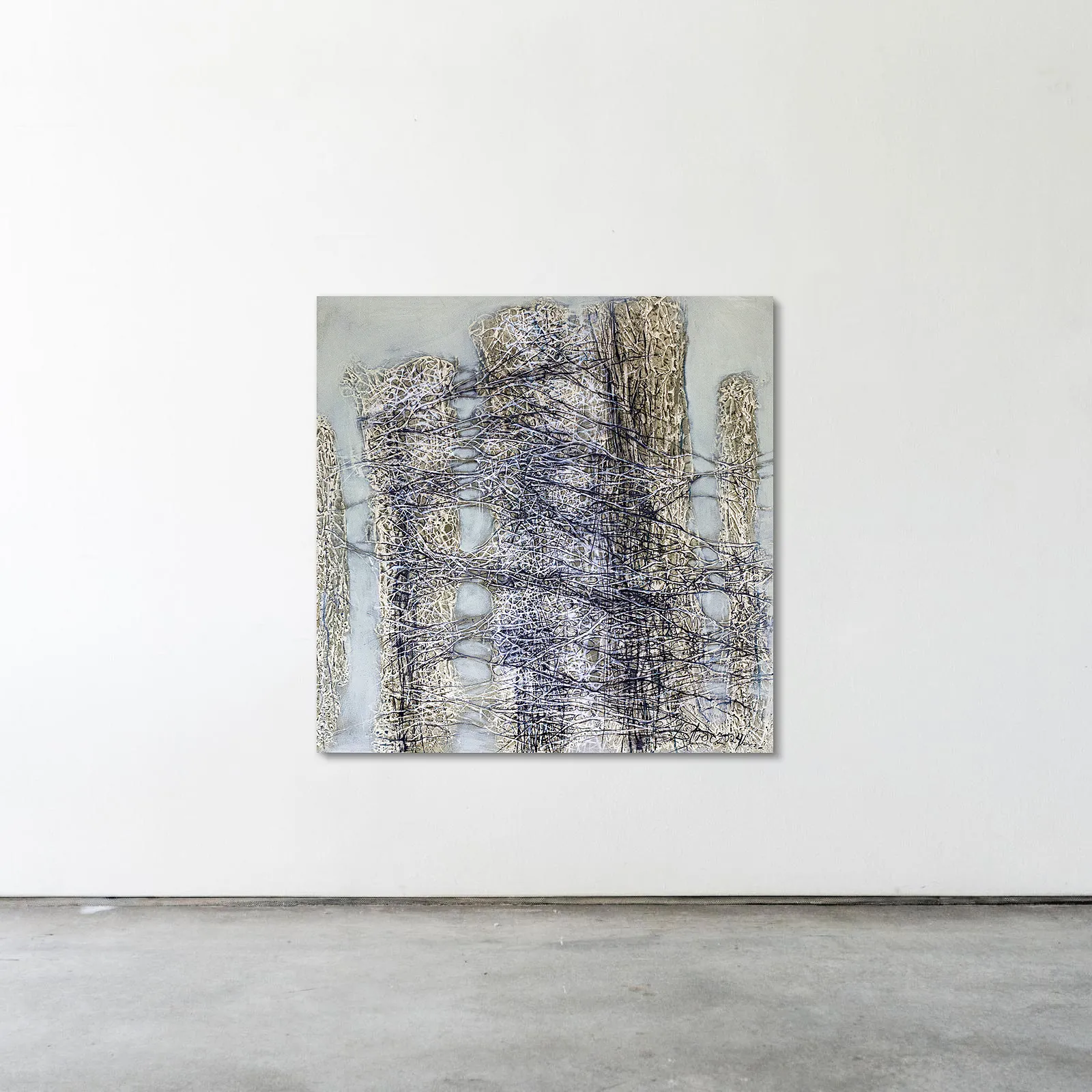Image of Regeneration by Liudmyla Davydenko, size: 140x140, made of oil/canvas, Painting medium, part of the Isolines series, priced at €3000 Photo 2 of 2.