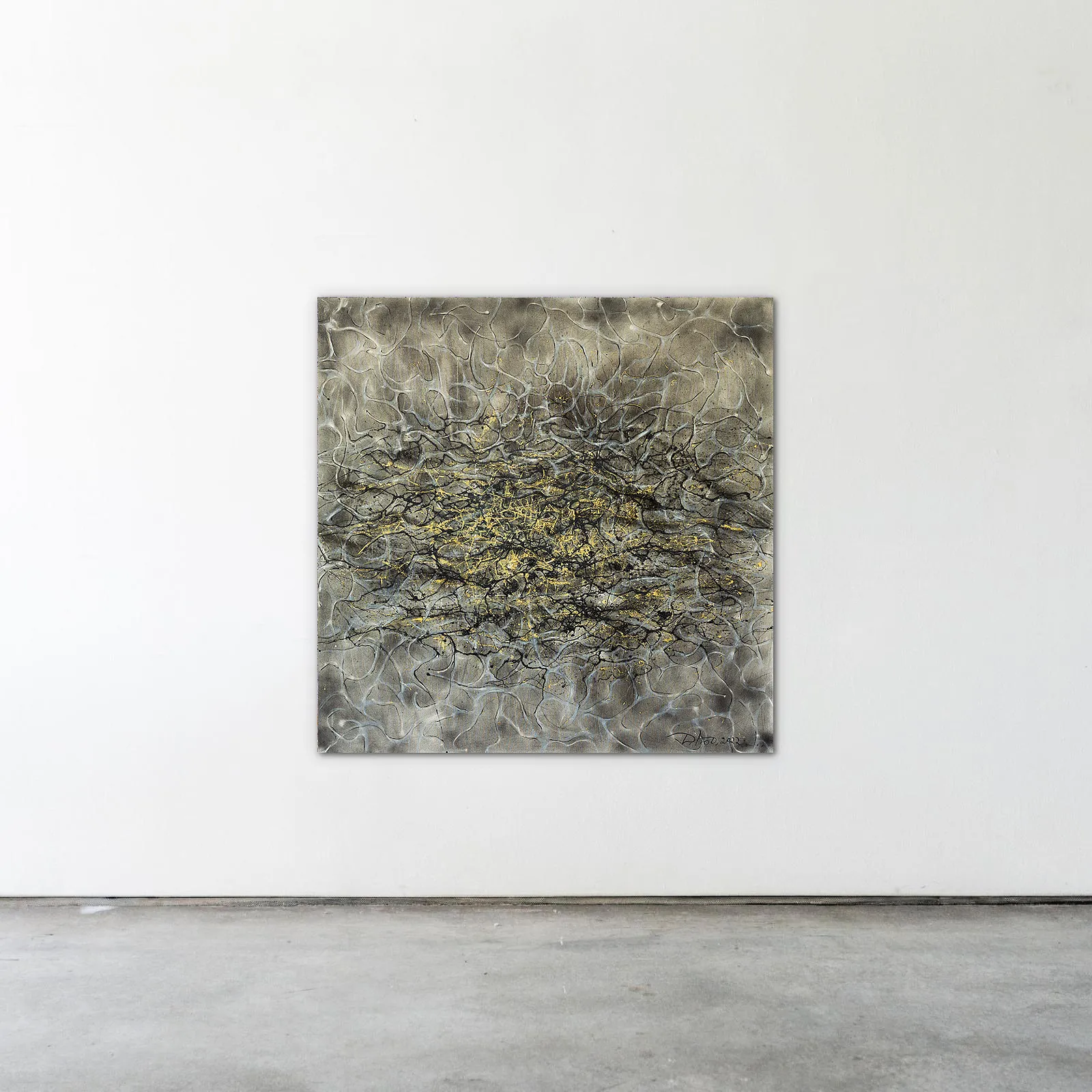 Image of Penetration 1 by Liudmyla Davydenko, size: 140х140, made of oil/canvas, Painting medium, part of the Isolines series, priced at €3000 Photo 2 of 2.