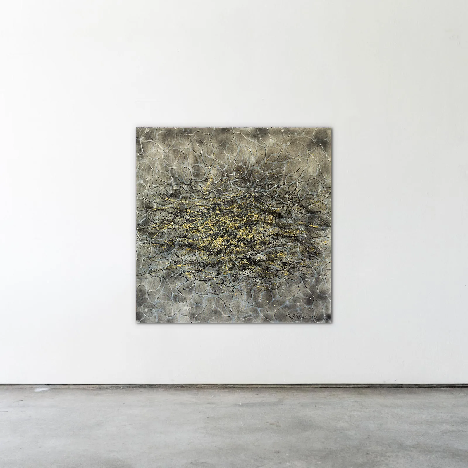 Image of Penetration 1 by Liudmyla Davydenko, size: 140х140, made of oil/canvas, Painting medium, part of the Isolines series, priced at €3000 Photo 2 of 2.