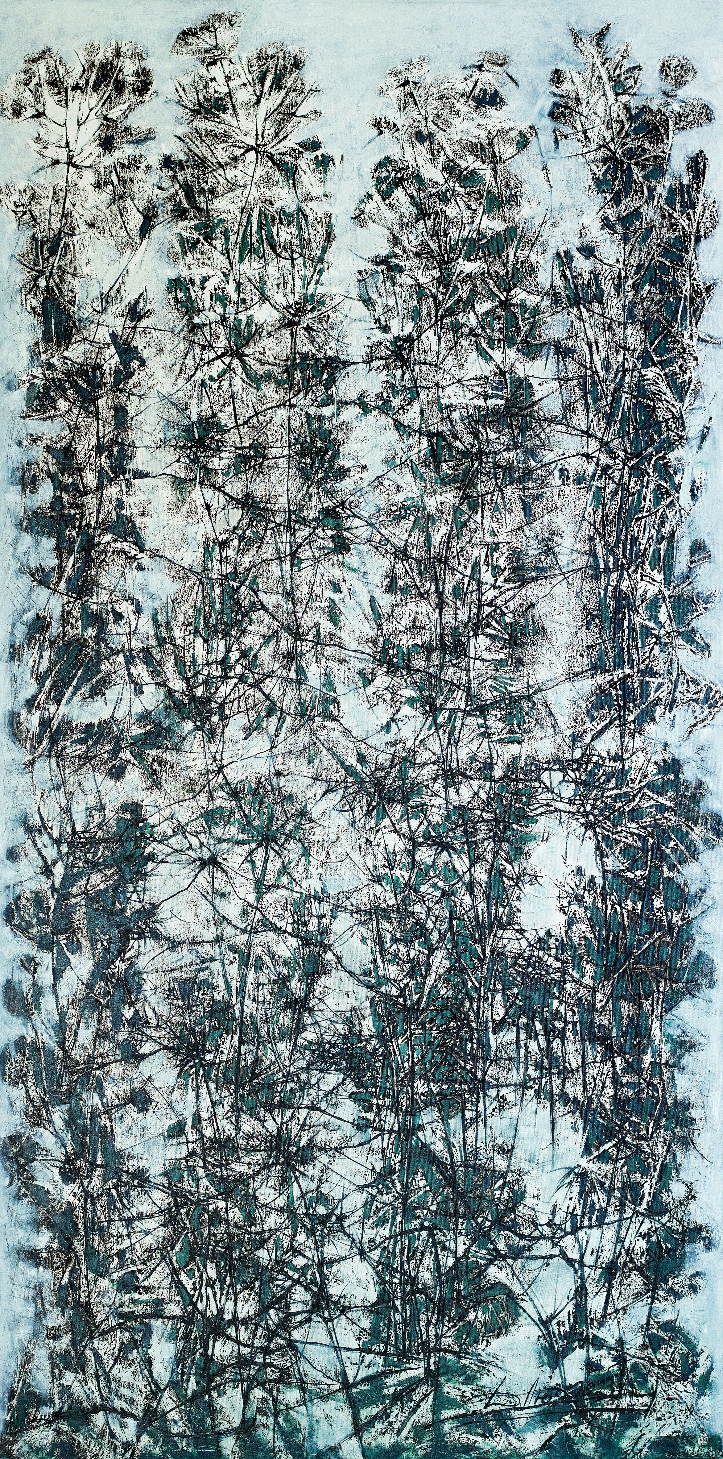 Image of Tall grass by Liudmyla Davydenko, size: 200х100, made of oil/canvas, Painting medium, part of the Isolines series, priced at €3500