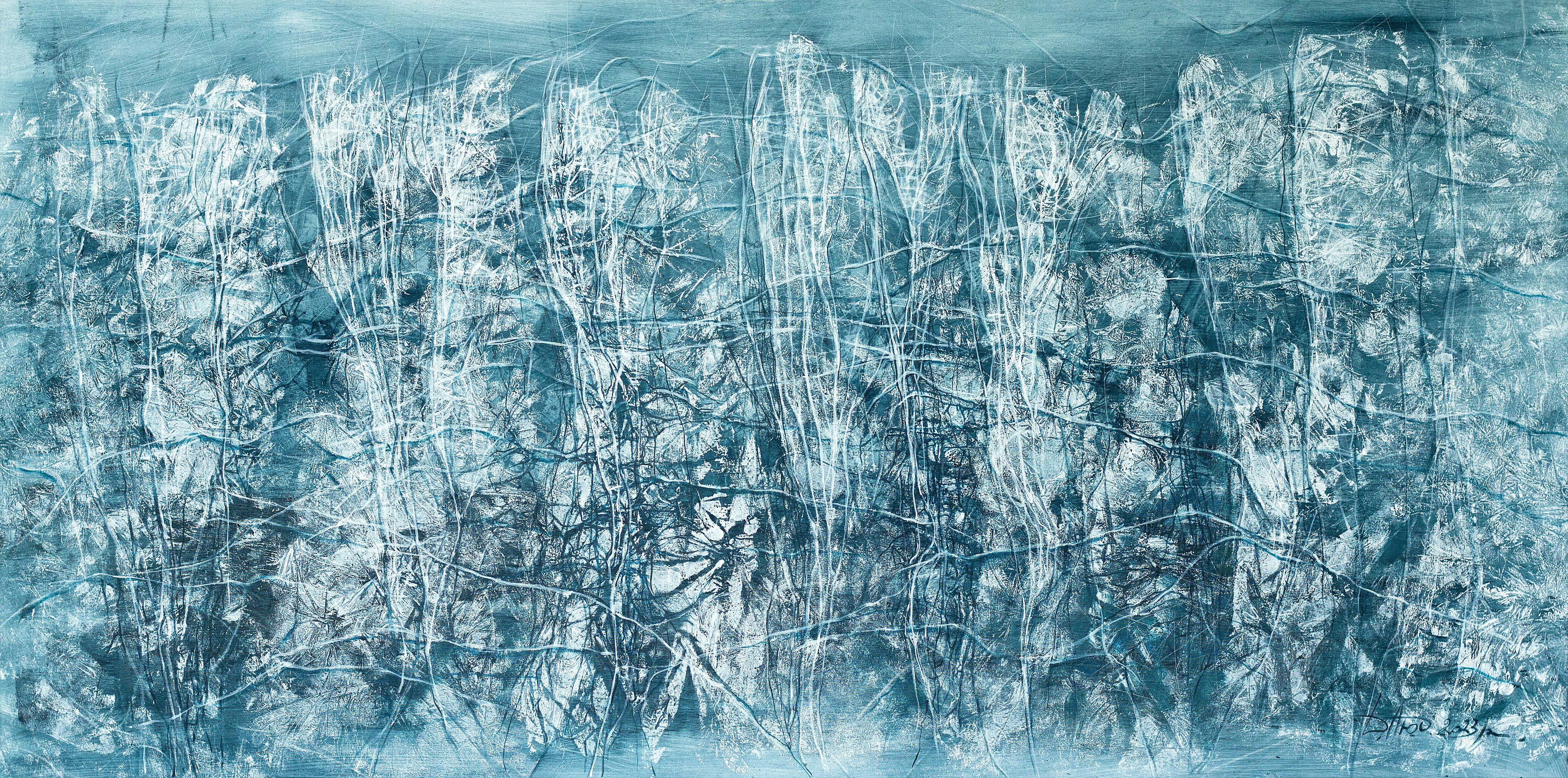 Image of Deep water by Liudmyla Davydenko, size: 200х100, made of oil/canvas, Painting medium, part of the Rhizome series, priced at €4000 Photo 1 of 2.