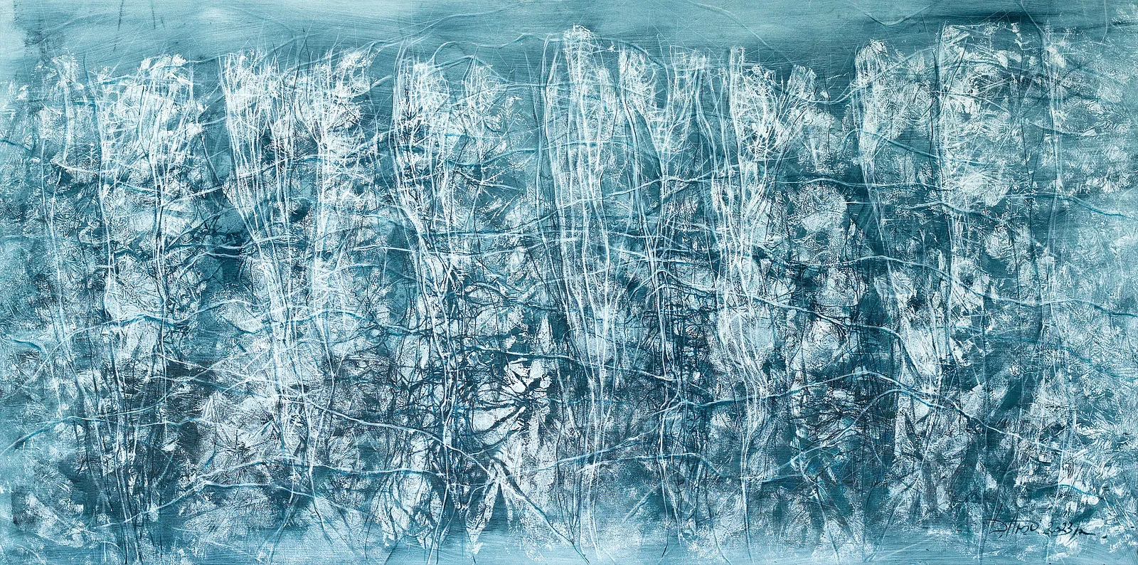 Image of Deep water by Liudmyla Davydenko, size: 200х100, made of oil/canvas, Painting medium, part of the Rhizome series, priced at €4000 Photo 1 of 2.