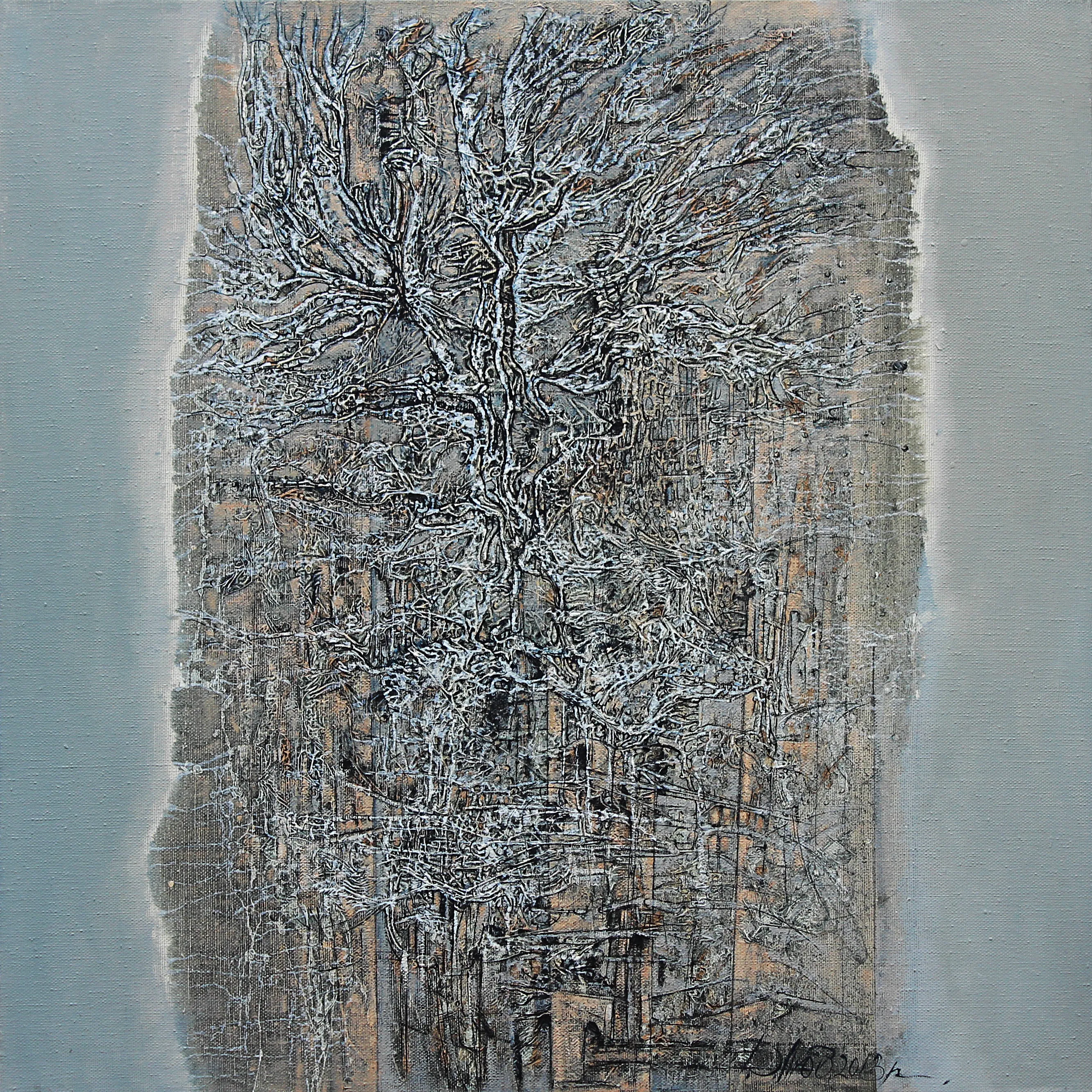 Image of Morning 1 by Liudmyla Davydenko, size: 100x100, made of oil/canvas, Painting medium, part of the Rhizome series, priced at $1500