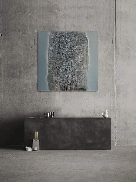 Image of Morning 1 by Liudmyla Davydenko, size: 100x100, made of oil/canvas, Painting medium, part of the Rhizome series, priced at $1500 Photo 2 of 2.