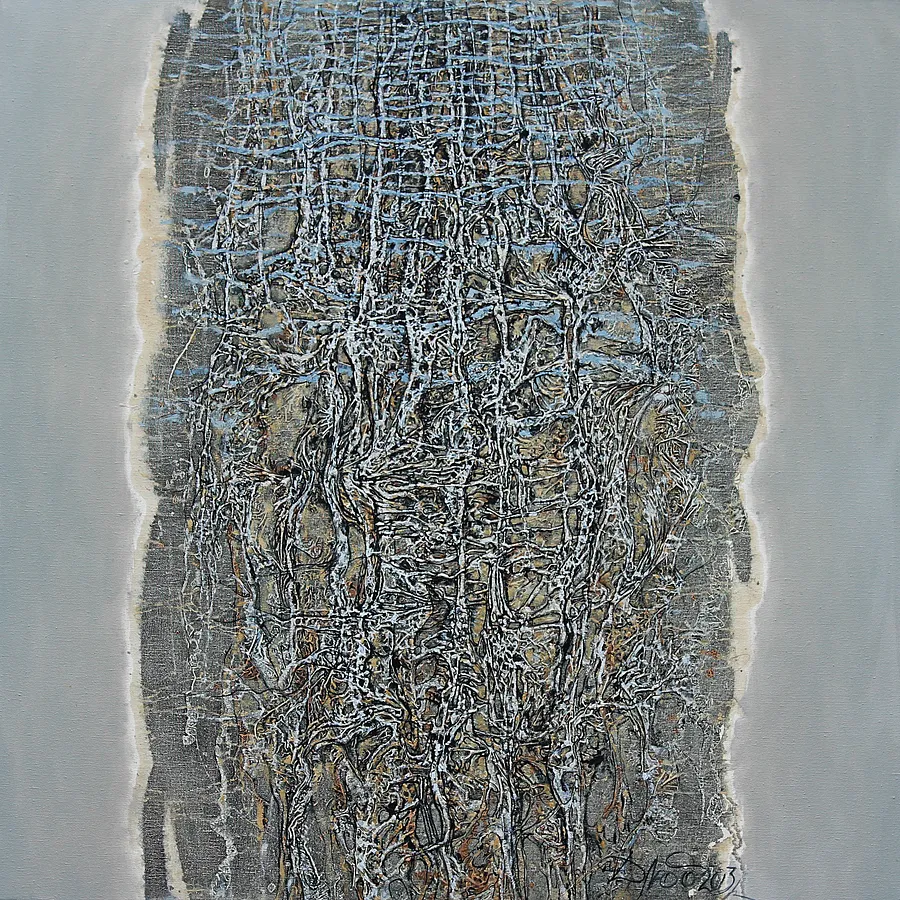 Image of Morning 2 by Liudmyla Davydenko, size: 100x100, made of oil/canvas, Painting medium, part of the Rhizome series, priced at $1500 Photo 1 of 2.