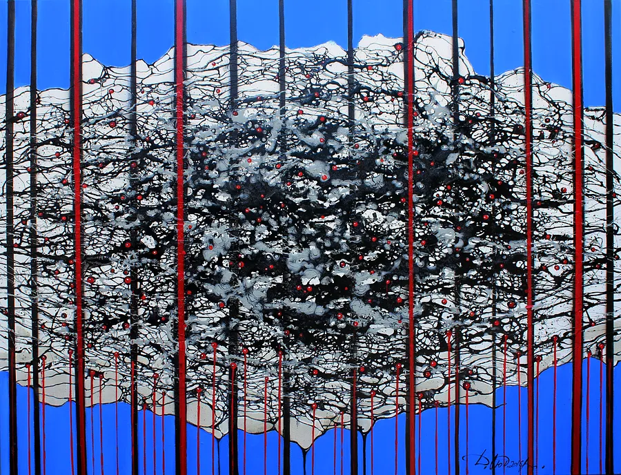Image of Stigmata warm by Liudmyla Davydenko, size: 100х130, made of oil/canvas, Painting medium, part of the Rhizome series, priced at $2000 Photo 1 of 2.