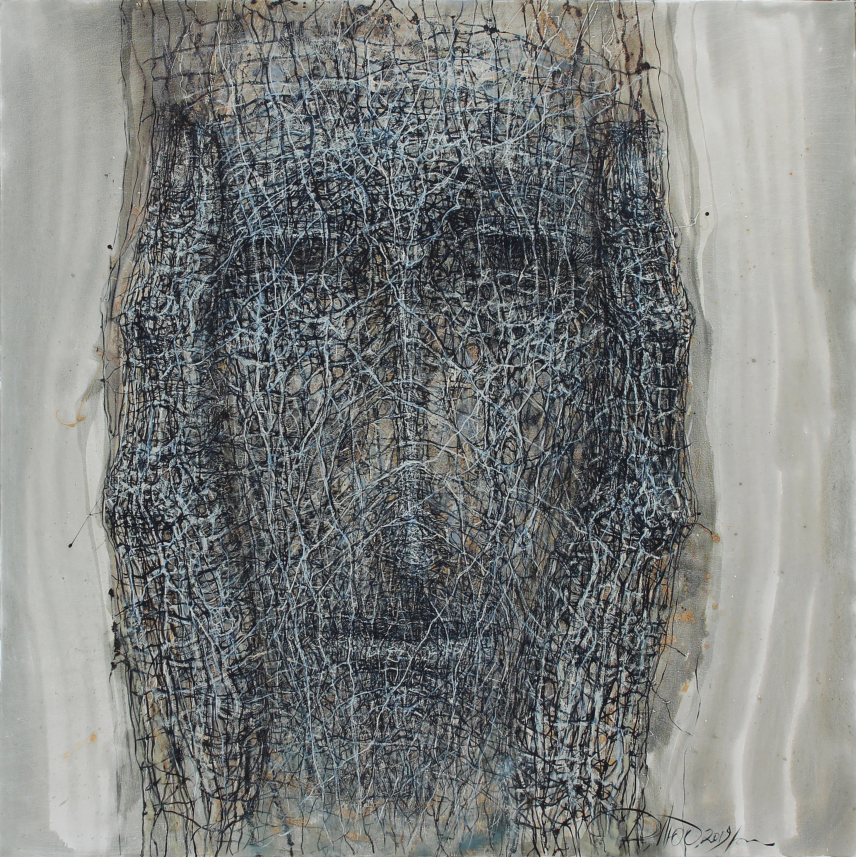 Image of Do not heard by Liudmyla Davydenko, size: 140х140, made of oil/canvas, Painting medium, part of the Holova/Head series, priced at $2500