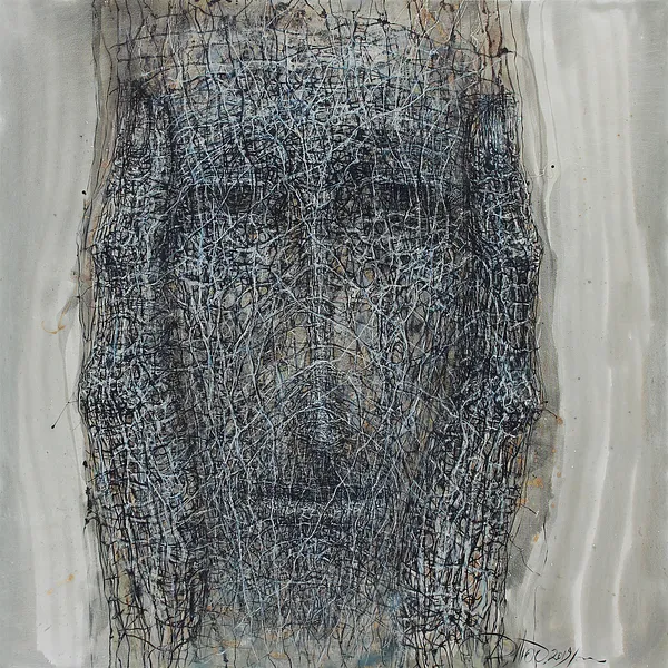 Image of Do not heard by Liudmyla Davydenko, size: 140х140, made of oil/canvas, Painting medium, part of the Holova/Head series, priced at $2500
