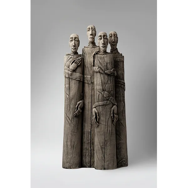 Image of One next to one by Liudmyla Davydenko, size: 54x25x11 , made of chamotte, glaze, Sculpture medium, part of the Holova/Head series, priced at $800