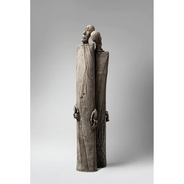 Image of One on one by Liudmyla Davydenko, size: 54x14x11, made of chamotte, glaze, Sculpture medium, part of the Holova/Head series, priced at $700