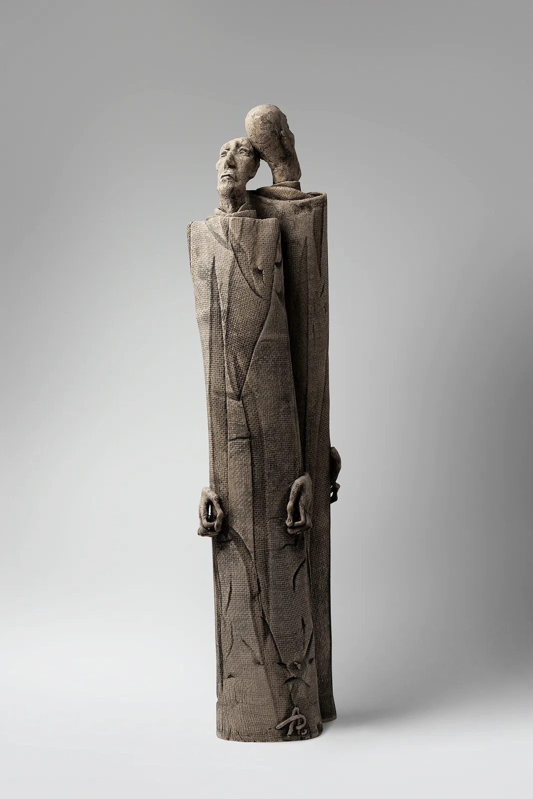 Image of One on one by Liudmyla Davydenko, size: 54x14x11, made of chamotte, glaze, Sculpture medium, part of the Holova/Head series, priced at €800 Photo 3 of 3.