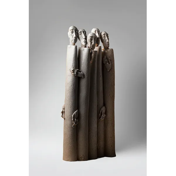 Image of One for one 2 by Liudmyla Davydenko, size: 52x12x26, made of chamotte, glaze, Sculpture medium, part of the Holova/Head series, priced at $1000
