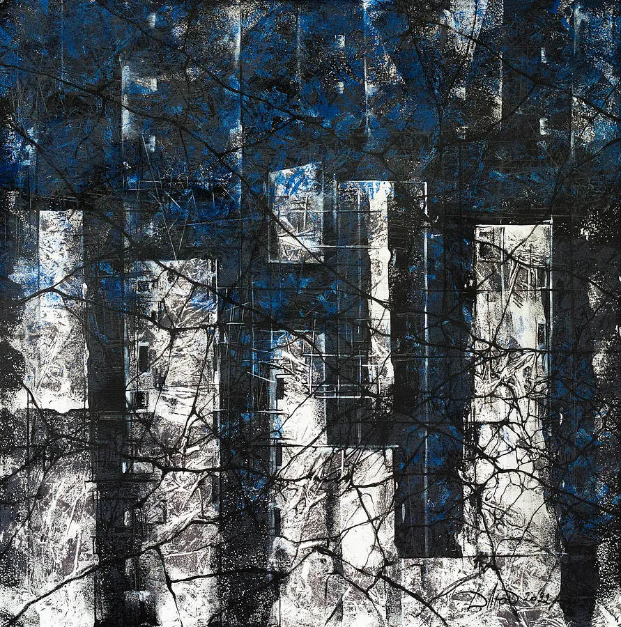Image of Non-return 1 by Liudmyla Davydenko, size: 100x100, made of oil/canvas, Painting medium, part of the Synergetics series, priced at $1500 Photo 1 of 2.