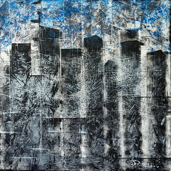 Image of Non-return 2 by Liudmyla Davydenko, size: 100x100, made of oil/canvas, Painting medium, part of the Synergetics series, priced at $1500