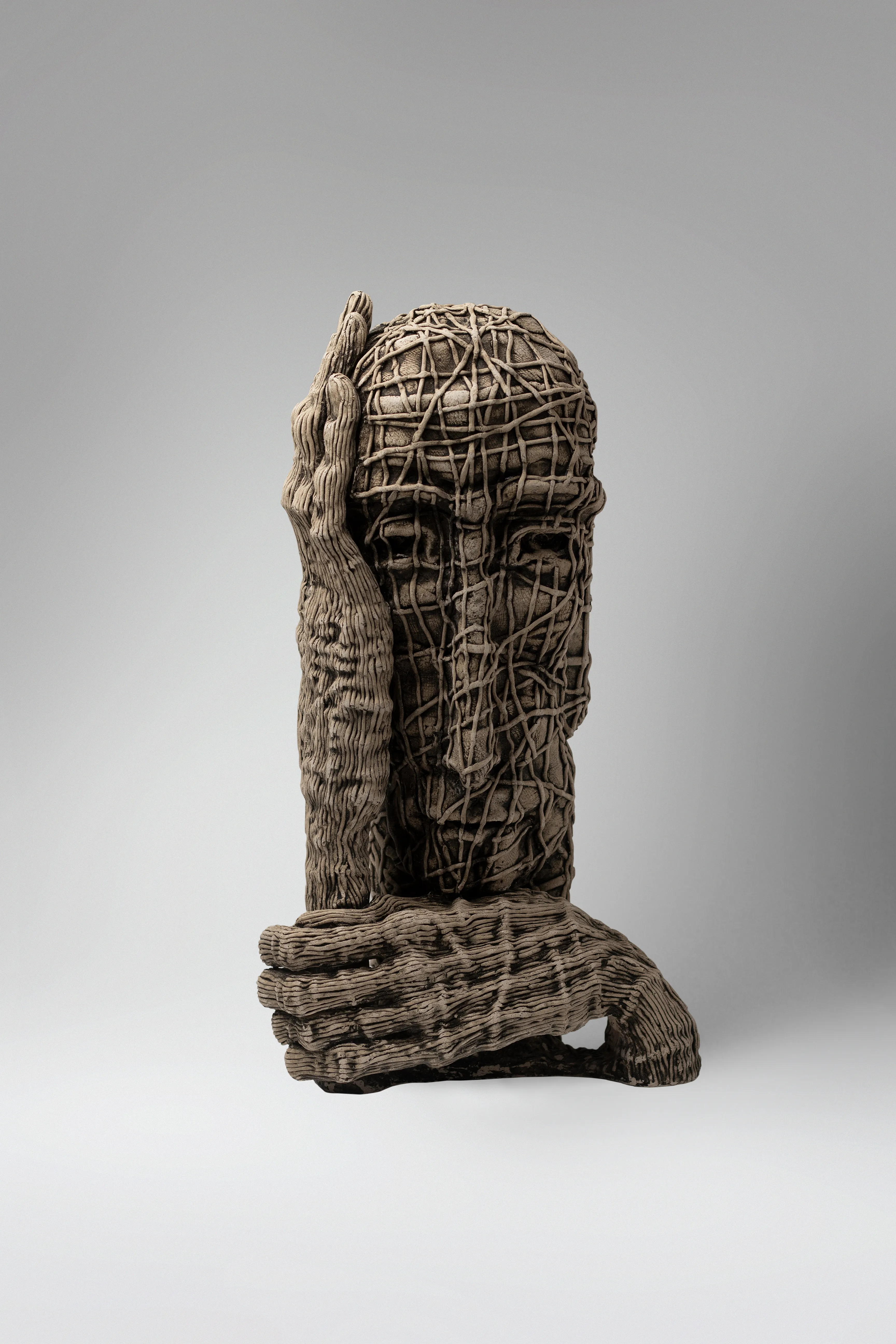 Image of Wait by Liudmyla Davydenko, size: 42х24х18, made of chamotte, glaze, Sculpture medium, part of the Holova/Head series, priced at €1000