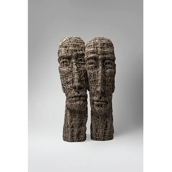 Image of Beside by Liudmyla Davydenko, size: 47х25х18, made of chamotte, glaze, Sculpture medium, part of the Holova/Head series, priced at $1200