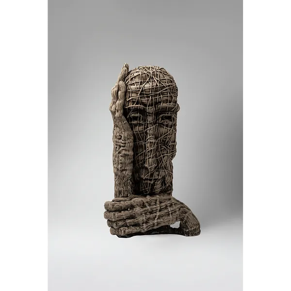 Image of Wait by Liudmyla Davydenko, size: 42х24х18, made of chamotte, glaze, Sculpture medium, part of the Holova/Head series, priced at €1000
