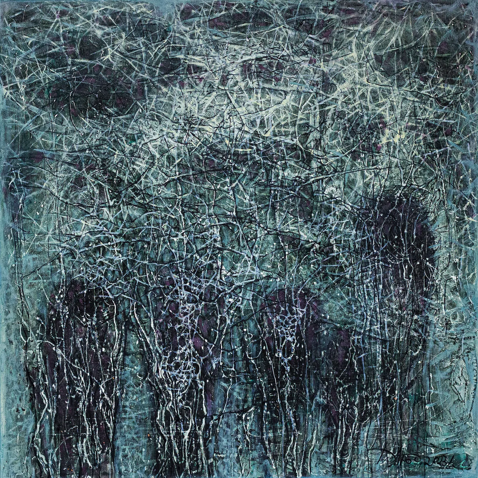 Image of Depth 1 by Liudmyla Davydenko, size: 100х100, made of oil/canvas, Painting medium, part of the Isolines series, priced at €1500 Photo 1 of 2.