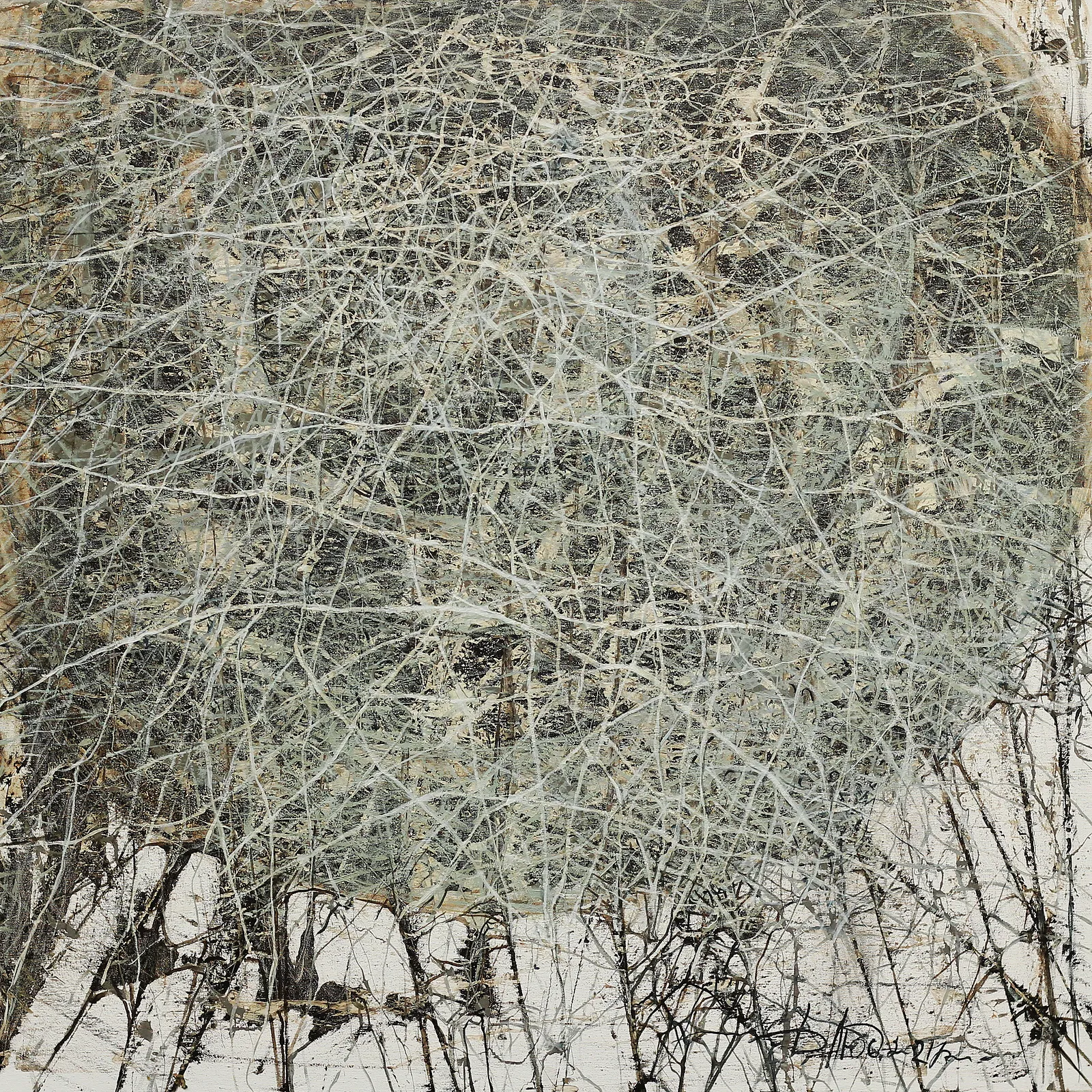 Image of Instancy  by Liudmyla Davydenko, size: 100х100, made of oil/canvas, Painting medium, part of the Isolines series, priced at €1500 Photo 1 of 2.