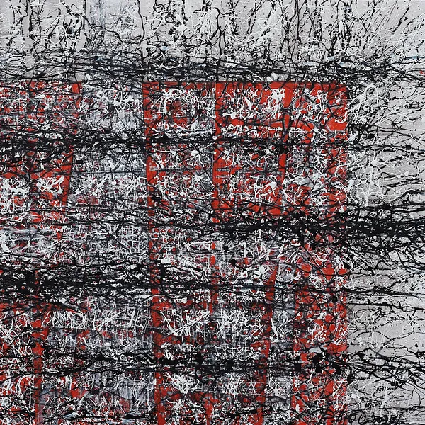 Image of Crossing 1 by Liudmyla Davydenko, size: 100x100, made of oil/canvas, Painting medium, part of the Isolines series, priced at $1500