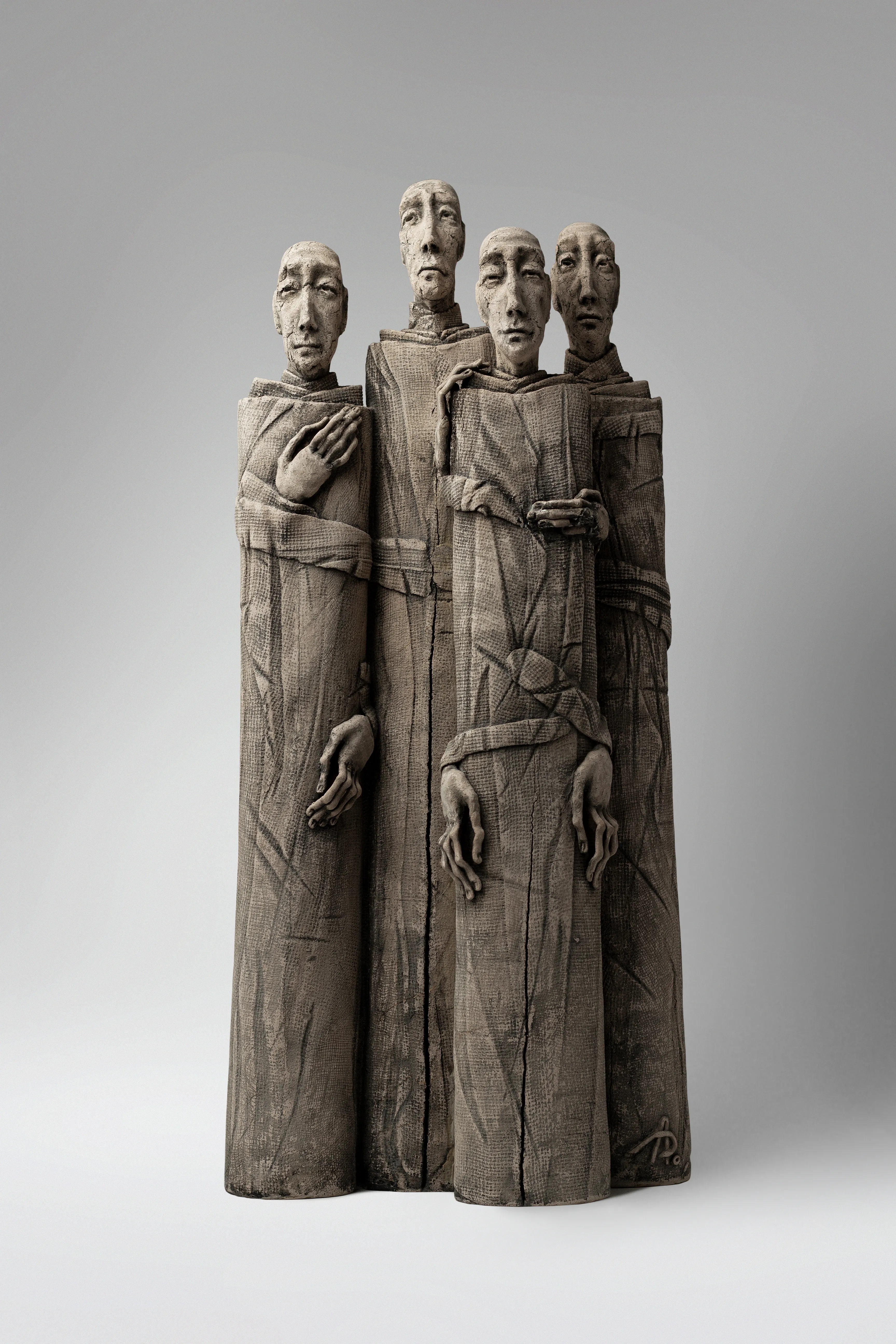 Image of One next to one by Liudmyla Davydenko, size: 54x25x11 , made of chamotte, glaze, Sculpture medium, part of the Holova/Head series, priced at $800