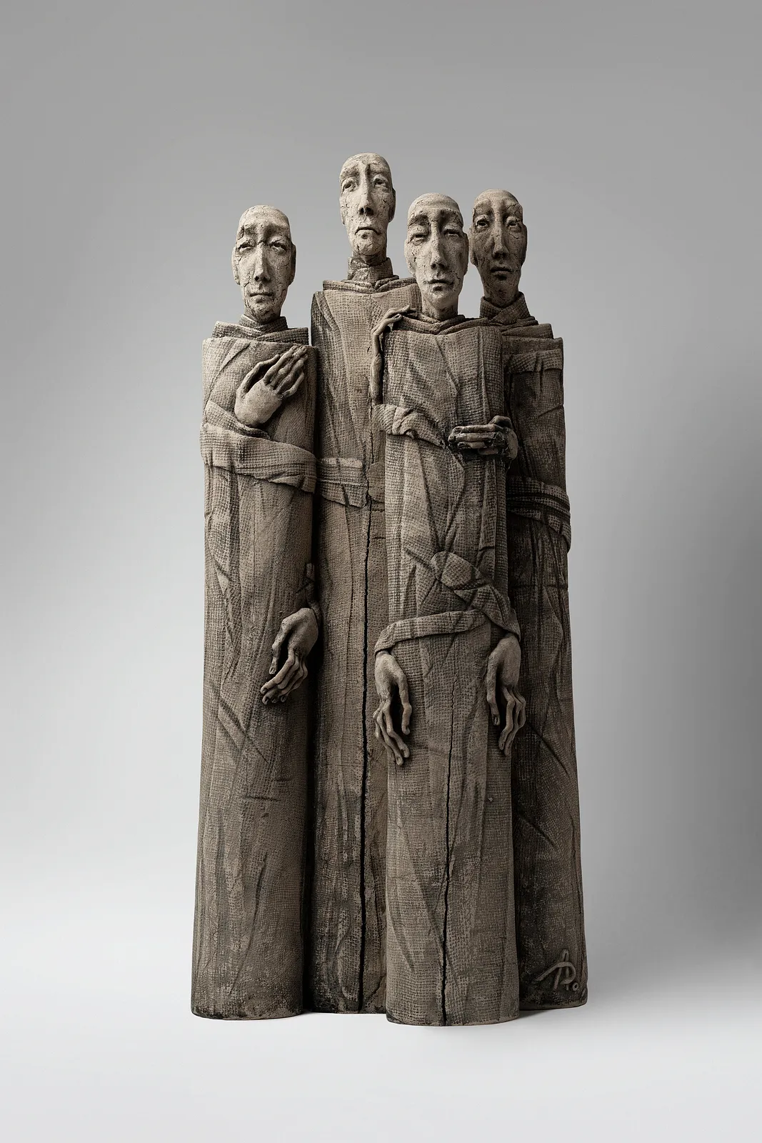 Image of One next to one by Liudmyla Davydenko, size: 54x25x11 , made of chamotte, glaze, Sculpture medium, part of the Holova/Head series, priced at €800 Photo 1 of 3.