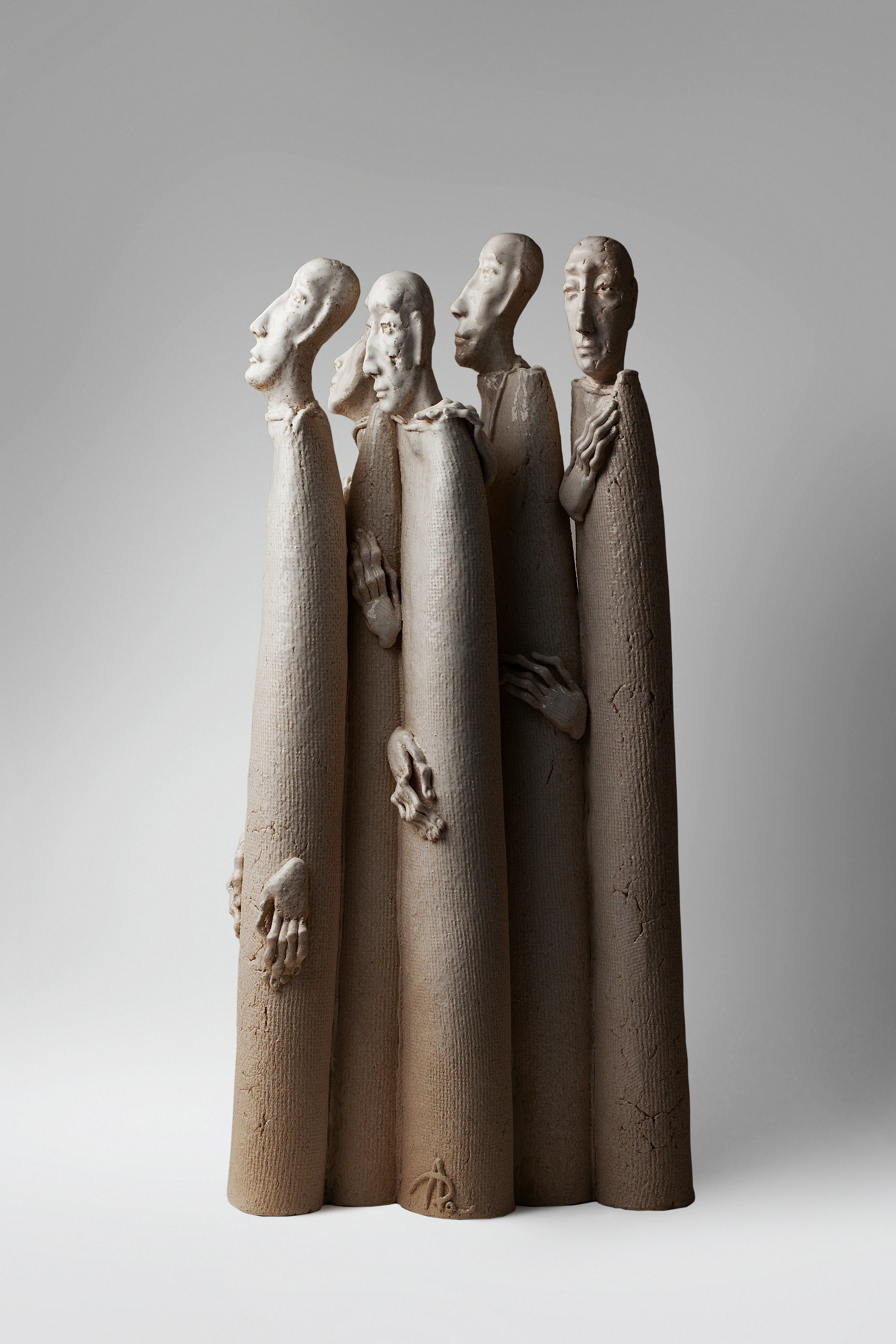 Image of One for one by Liudmyla Davydenko, size: 52x12x26 , made of chamotte, glaze, Sculpture medium, part of the Holova/Head series, priced at €1000