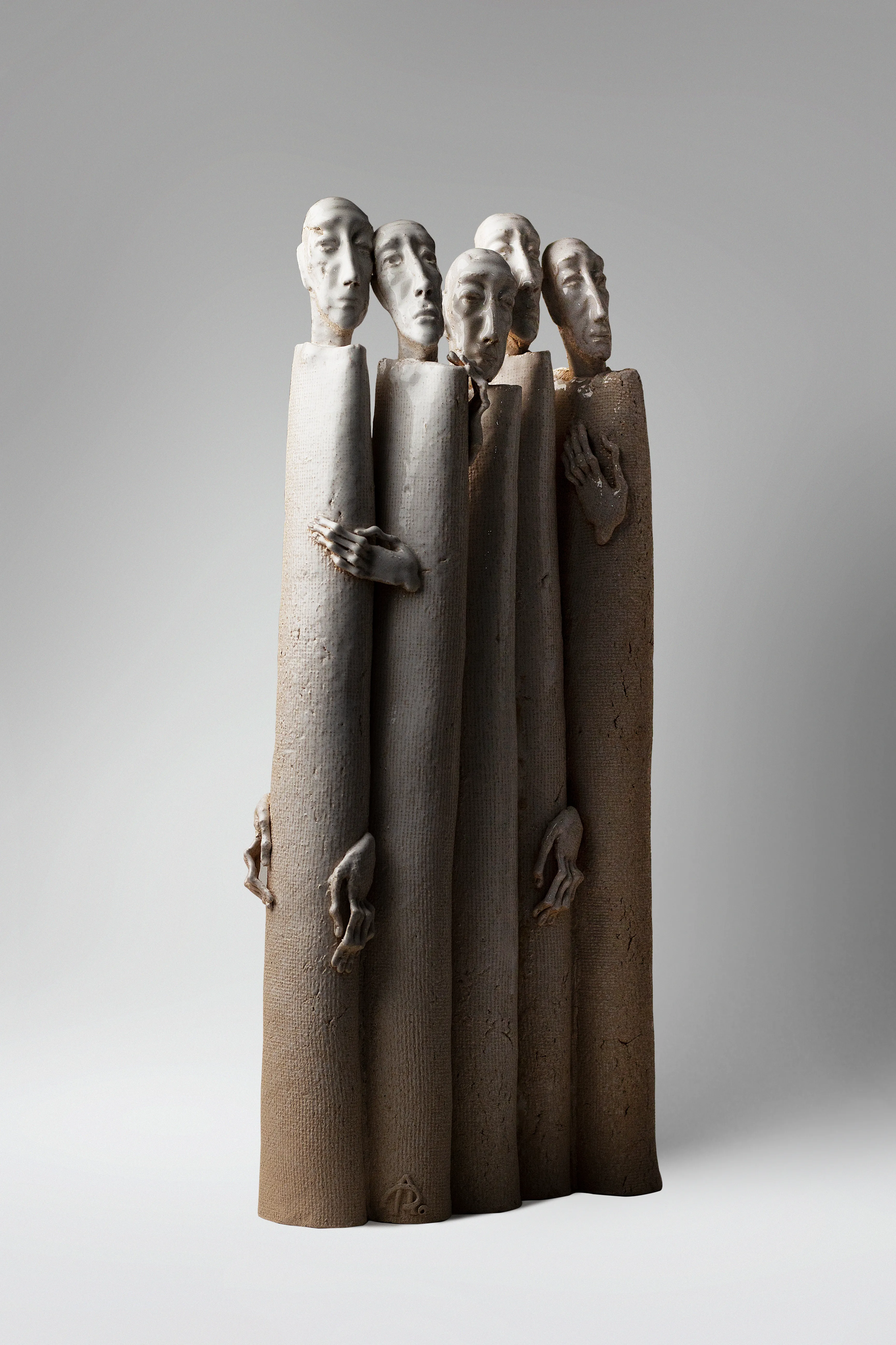 Image of One for one 2 by Liudmyla Davydenko, size: 52x12x26, made of chamotte, glaze, Sculpture medium, part of the Holova/Head series, priced at $1000