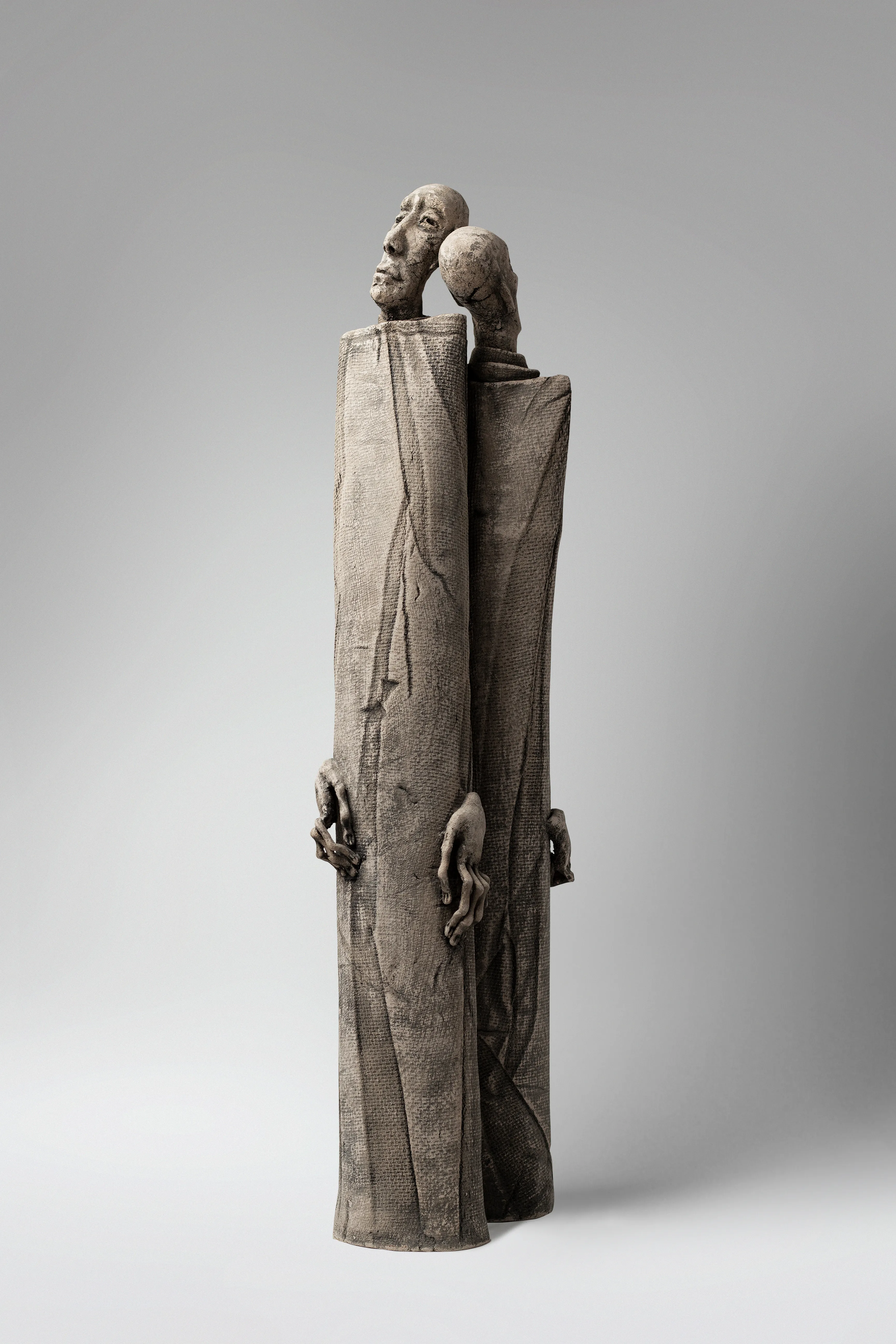 Image of One on one by Liudmyla Davydenko, size: 54x14x11, made of chamotte, glaze, Sculpture medium, part of the Holova/Head series, priced at $700