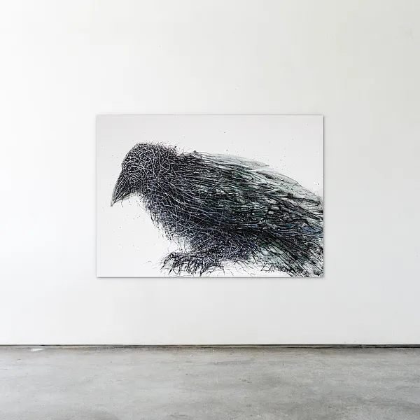 Image of Bird 2 by Liudmyla Davydenko, size: 140x100, made of oil/canvas, Painting medium, part of the Rhizome series, priced at $2500 Photo 2 of 2.