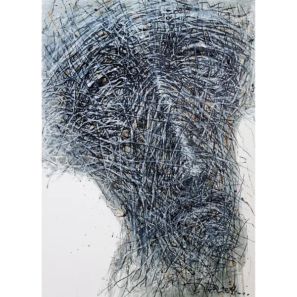 Image of Thoughts 1 by Liudmyla Davydenko, size: 100x140, made of oil/canvas, Painting medium, part of the Holova/Head series, priced at $2500