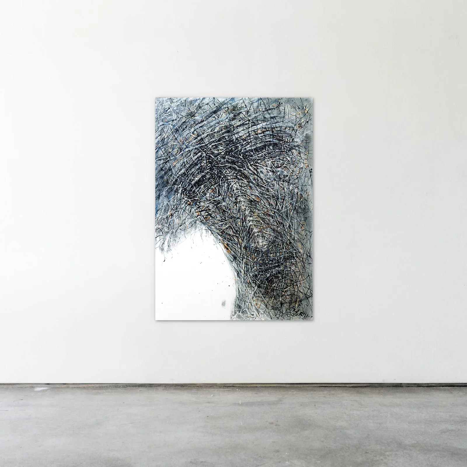Image of Thoughts 2 by Liudmyla Davydenko, size: 100x140, made of oil/canvas, Painting medium, part of the Holova/Head series, priced at $2500 Photo 2 of 2.