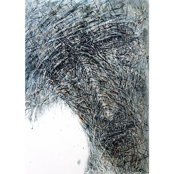 Image of Thoughts 2 by Liudmyla Davydenko, size: 100x140, made of oil/canvas, Painting medium, part of the Holova/Head series, priced at $2500