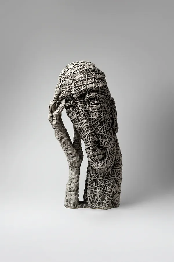 Image of To admit by Liudmyla Davydenko, size: 46х22х17, made of chamotte, glaze, Sculpture medium, part of the Holova/Head series, priced at $1200 Photo 1 of 4.