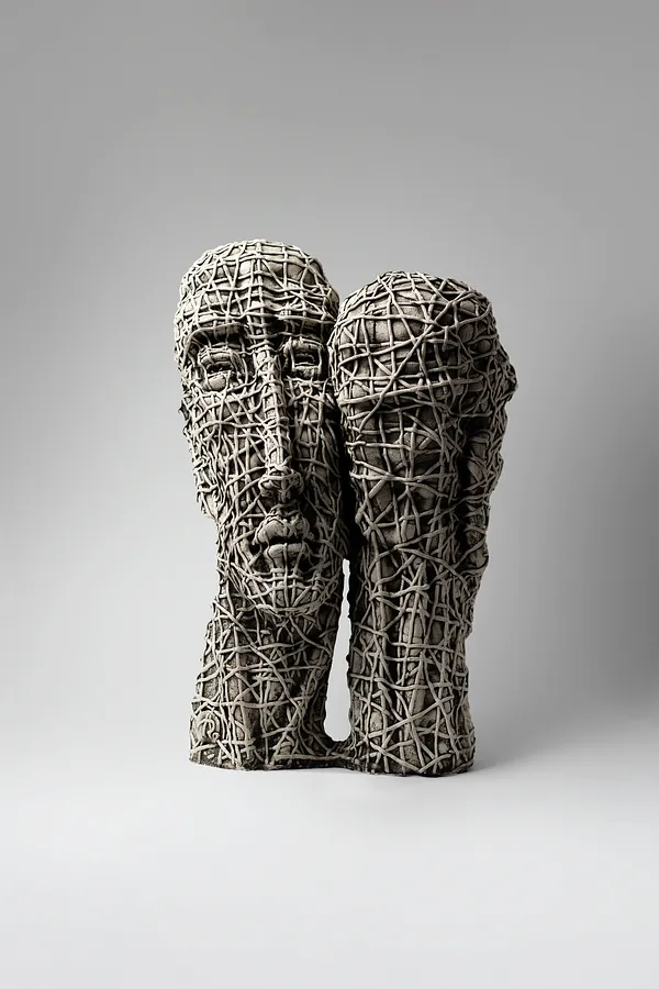 Image of United by Liudmyla Davydenko, size: 42х29х19, made of chamotte, glaze, Sculpture medium, part of the Holova/Head series, priced at $1200 Photo 1 of 4.