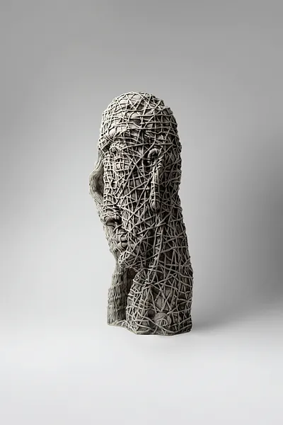 Image of To admit by Liudmyla Davydenko, size: 46х22х17, made of chamotte, glaze, Sculpture medium, part of the Holova/Head series, priced at $1200 Photo 2 of 4.