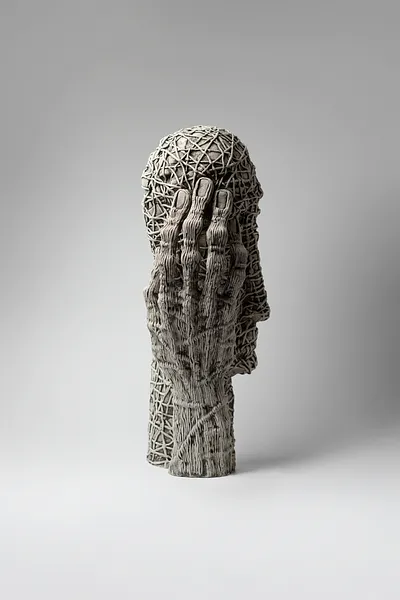 Image of To admit by Liudmyla Davydenko, size: 46х22х17, made of chamotte, glaze, Sculpture medium, part of the Holova/Head series, priced at $1200 Photo 3 of 4.