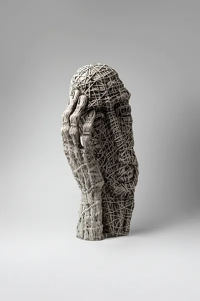 Image of To admit by Liudmyla Davydenko, size: 46х22х17, made of chamotte, glaze, Sculpture medium, part of the Holova/Head series, priced at $1200 Photo 4 of 4.
