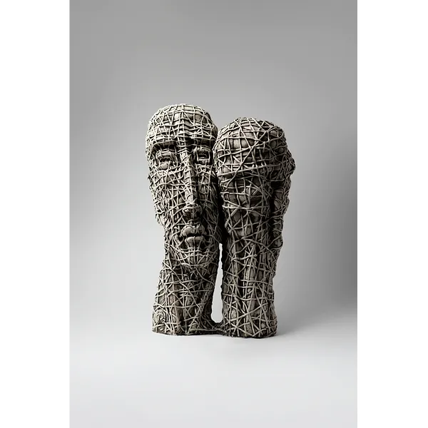 Image of United by Liudmyla Davydenko, size: 42х29х19, made of chamotte, glaze, Sculpture medium, part of the Holova/Head series, priced at $1200