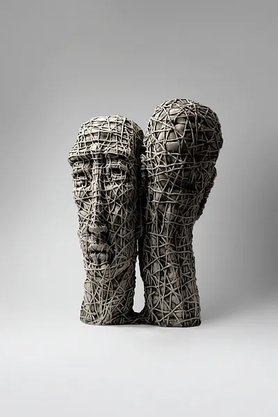 Image of United by Liudmyla Davydenko, size: 42х29х19, made of chamotte, glaze, Sculpture medium, part of the Holova/Head series, priced at $1200 Photo 2 of 4.