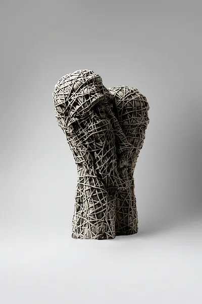 Image of United by Liudmyla Davydenko, size: 42х29х19, made of chamotte, glaze, Sculpture medium, part of the Holova/Head series, priced at $1200 Photo 3 of 4.