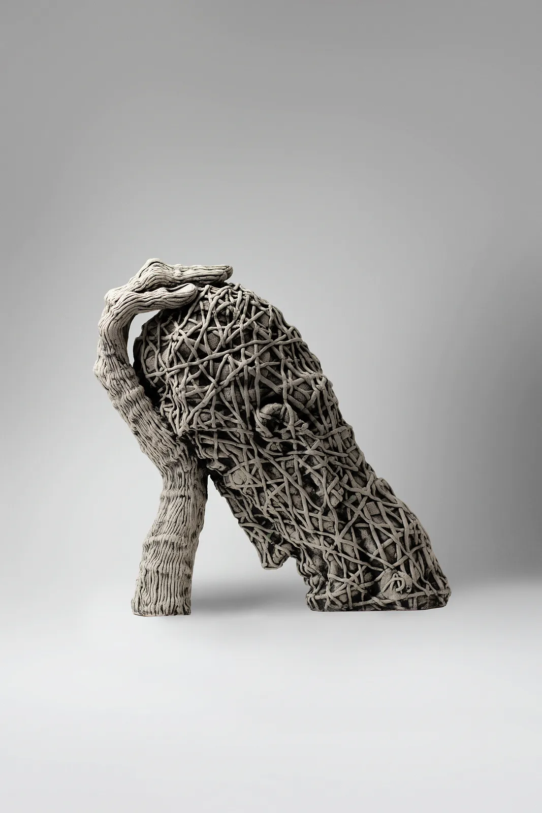 Image of Think by Liudmyla Davydenko, size: 30х28х16, made of chamotte, glaze, Sculpture medium, part of the Holova/Head series, priced at $1200 Photo 2 of 4.