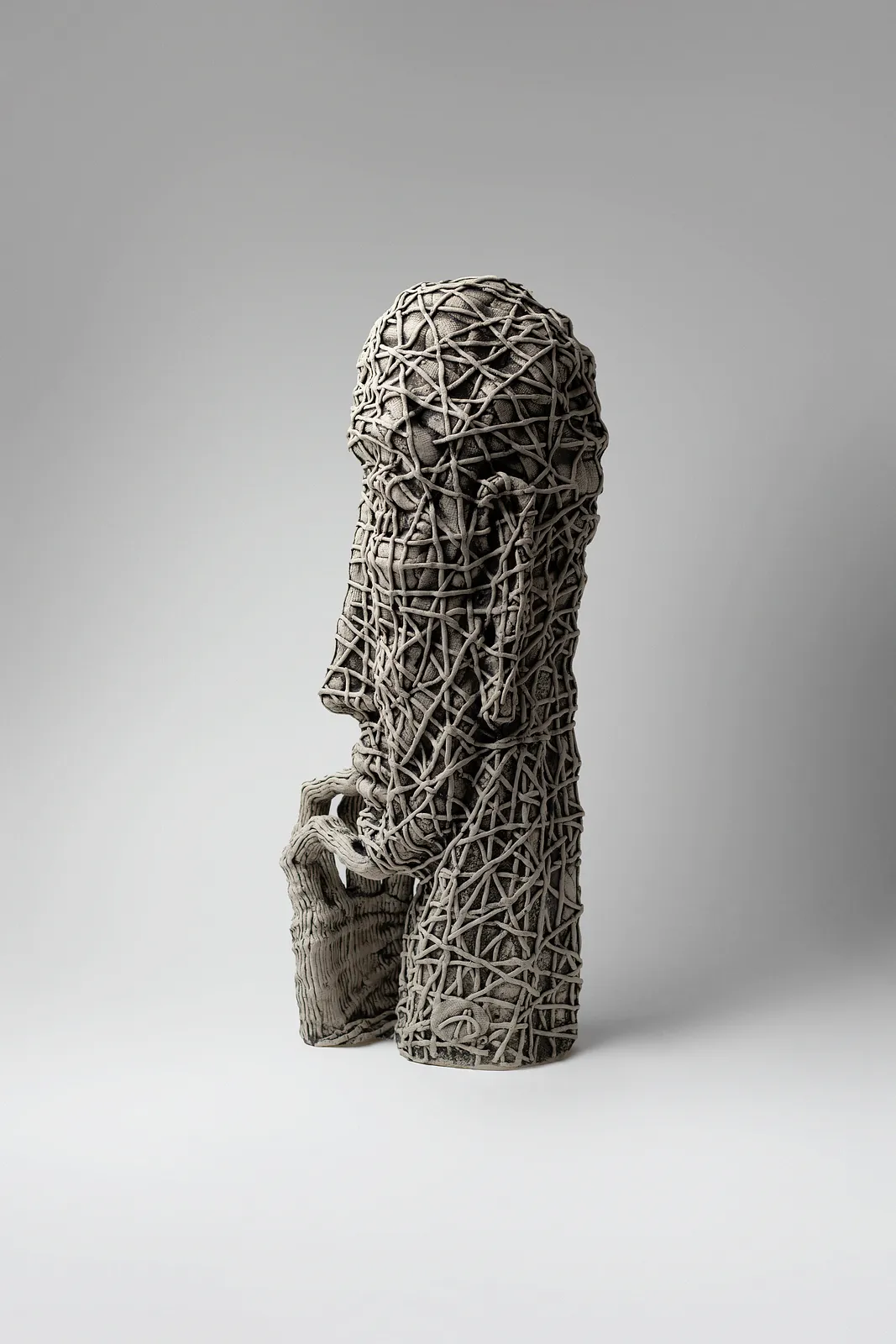 Image of Understand by Liudmyla Davydenko, size: 45,5x15x18, made of chamotte, glaze, Sculpture medium, part of the Holova/Head series, priced at $1200 Photo 2 of 3.