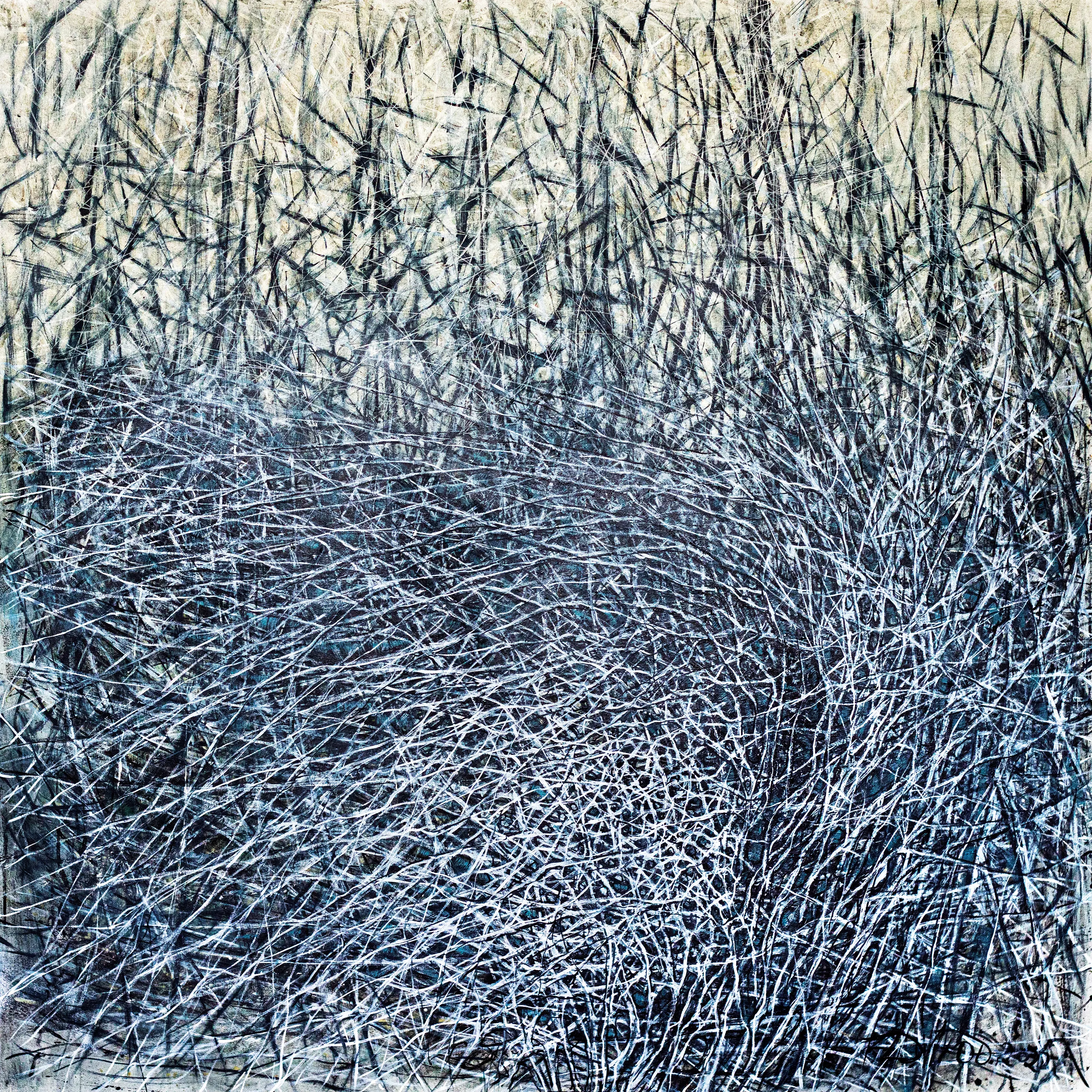 Image of Nest by Liudmyla Davydenko, size: 140x140, made of oil/canvas, Painting medium, part of the Isolines series, priced at $2500 Photo 1 of 2.